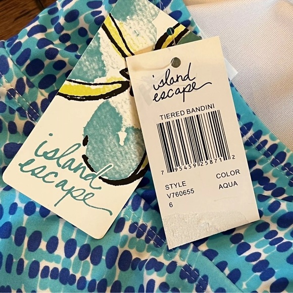 NWT Island Escape Printed Strapless or Halter Ruffled Tankini Top Size 6 - Picture 10 of 10